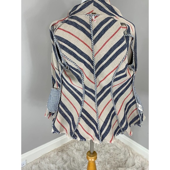 FreePeople Boho RusticLuxury Stripe Linen Jacket Gypsy Indie Spring Summer Earth - Picture 10 of 13